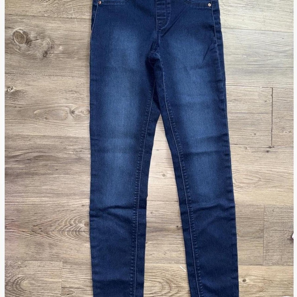 HM Womens Dark Wash Skinny Jeggings High Waisted Pull On Denim Leggings Size 2